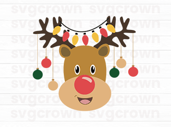 christmas deer with ornaments svg