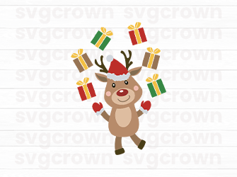 christmas deer with gifts svg