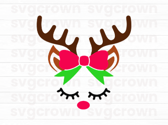 christmas deer with ribbon svg