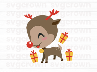 cute deer with gift svg