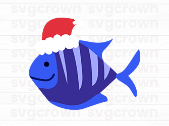 fish with christmas cap svg