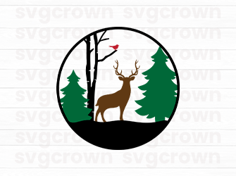 deer in jungle ornament svg