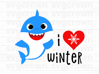i love winter blue shark svg