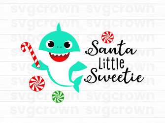 santa little sweetie shark svg