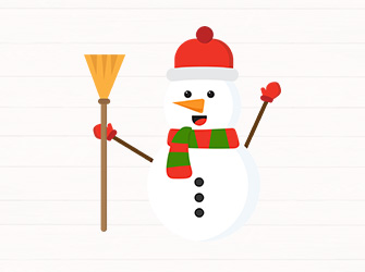 snowman with broom svg